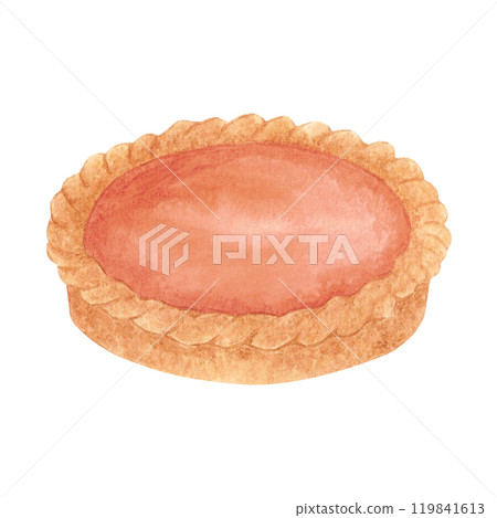 Hand drawn watercolor autumn pumpkin cake isolated on white background. Can be used for postcard, label, scrapbook and other printed products. 119841613