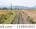 Scenery from the train window of a local line (front view of Kyushu Heisei Chikuho Railway with autumn grass swaying 2) 119841841