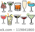 Hand drawn cocktail illustration set 119841860