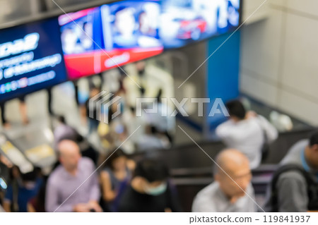 blurred image of people queue, waiting in line in mrt train station, in Bangkok, Thailand blurred image of people queue, waiting in line in mrt train station, in Bangkok, Thailand 119841937