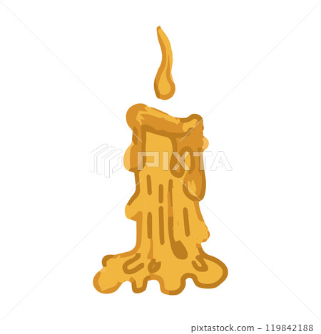 Cartoon yellow wax candle for design isolated on white. Vector illustration Cartoon yellow wax candle for design isolated on white. Vector illustration 119842188