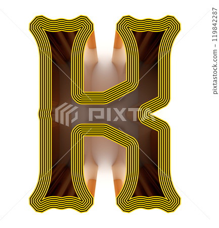 3D rendered illustration. Decorative letter. Custom art font. 119842287