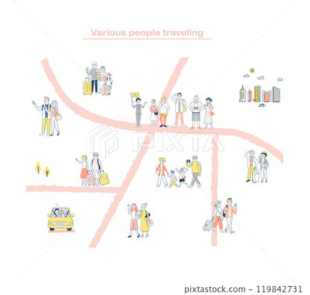 Various people walking on the street Travel 4 119842731
