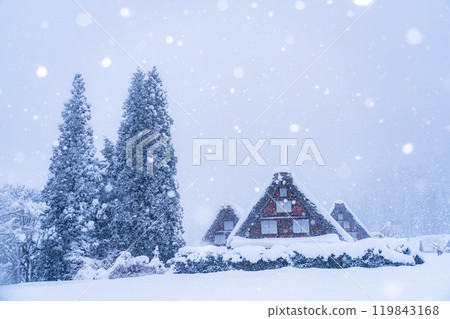 [World Heritage Site] Heavy snowfall in Shirakawa-go/Sanrensho [Gifu Prefecture] 119843168