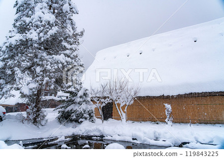 [World Heritage] Heavy snowfall in Shirakawa-go [Gifu Prefecture] 119843225