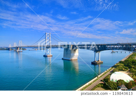 The Great Seto Bridge and the view from the Great Seto Bridge Tower (Sakai City, Kagawa Prefecture) 119843613