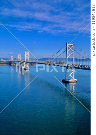 從瀨戶大橋和瀨戶大橋塔眺望的景色（香川縣坂出市） 119843618