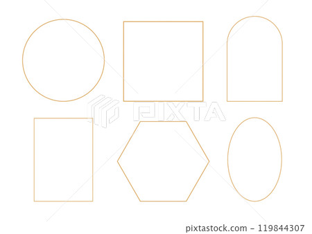 Simple abstract golden frames. Gold borders for wedding invitation elements, card decoration. Vector illustration Simple abstract golden frames. Gold borders for wedding invitation elements, card decoration. Vector illustration 119844307