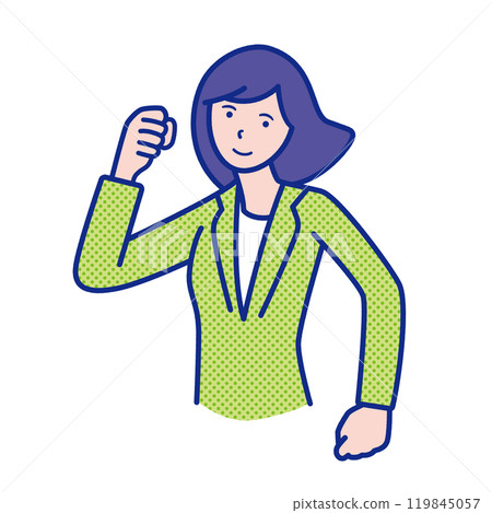 Illustration of a woman's upper body doing a fist pump Illustration of a woman's upper body doing a fist pump 119845057