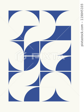 Bauhaus aesthetic vector poster design. Modernism template layout made with geometric shapes Bauhaus aesthetic vector poster design. Modernism template layout made with geometric shapes 119845103