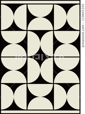 Retro black and white geometric vector minimal poster. Trendy bauhaus modern aesthetic minimalist art 119845105