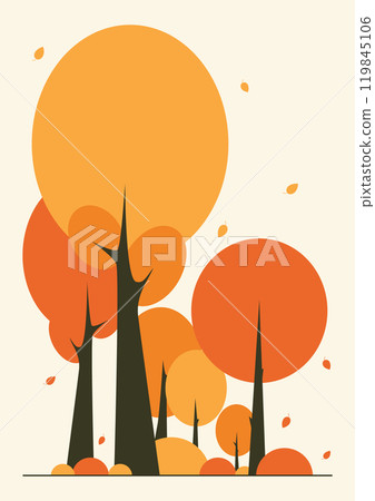 Beautiful autumn nature, autumn landscape. Colorful trees, falling autumn leaves 119845106
