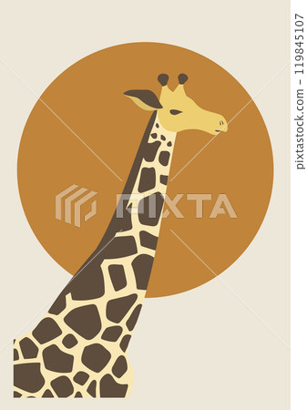 African animal aesthetic poster. Long neck giraffe summer print. Funny child illustration. Nursery art 119845107