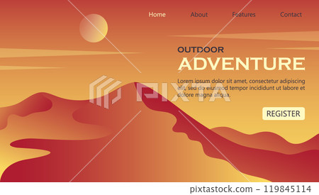 Time to travel desert landing page template. Tourism and outdoor recreation Time to travel desert landing page template. Tourism and outdoor recreation 119845114