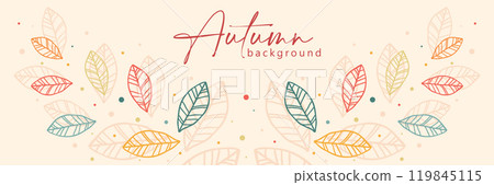 Abstract vector background with autumn leaves Autumn banner with colorful leaves. Thanksgiving day Abstract vector background with autumn leaves Autumn banner with colorful leaves. Thanksgiving day 119845115