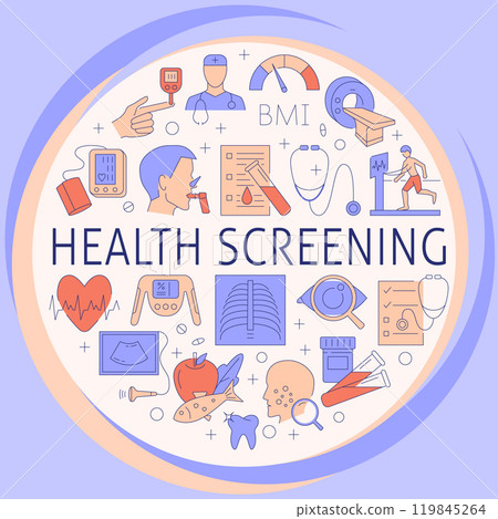 Health screening and diagnostics round poster Health screening and diagnostics round poster 119845264
