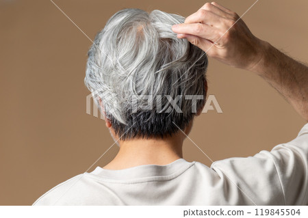 Beauty, Middle Age, Hair Care, Back View Beauty, Middle Age, Hair Care, Back View 119845504