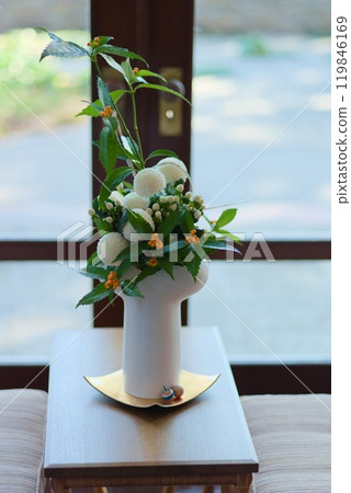 New Year's Elegance - White Chrysanthemum Flower Arrangement New Year's Elegance - White Chrysanthemum Flower Arrangement 119846169