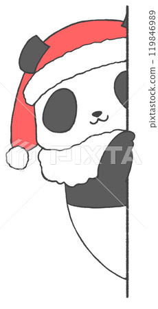 一隻熊貓打扮成聖誕老人偷看你 119846989