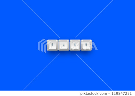 Blue text on a 3d keyboard button with shadow concept series Blue text on a 3d keyboard button with shadow concept series 119847251