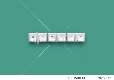 Devote text on a 3d keyboard button with shadow concept series Devote text on a 3d keyboard button with shadow concept series 119847252