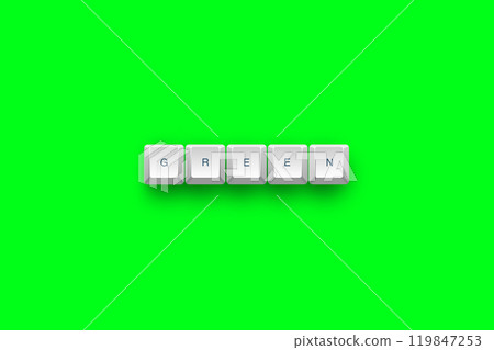 Green text on a 3d keyboard button with shadow concept series Green text on a 3d keyboard button with shadow concept series 119847253