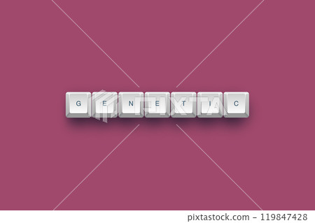 Genetic text on a 3d keyboard button with shadow concept series  119847428