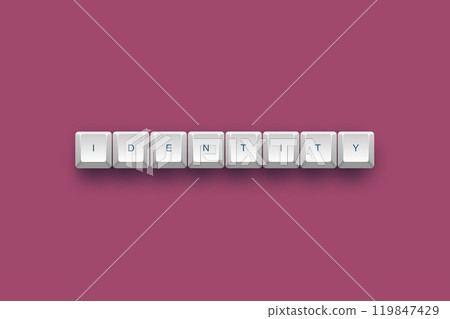 identity text on a 3d keyboard button with shadow concept series identity text on a 3d keyboard button with shadow concept series 119847429