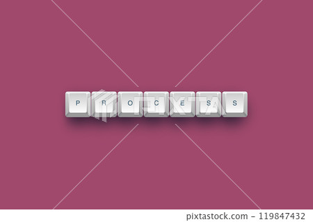 Process text on a 3d keyboard button with shadow concept series  119847432