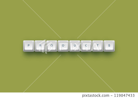 Products text on a 3d keyboard button with shadow concept series  119847433