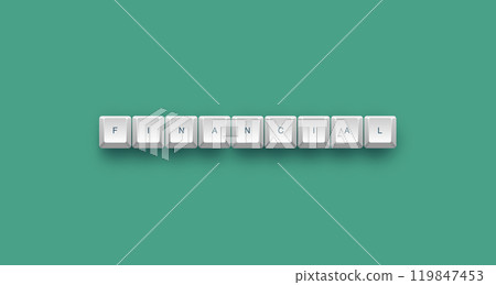 Financial text on a 3d keyboard button with shadow concept series  119847453