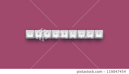 Introvert text on a 3d keyboard button with shadow concept series 119847454