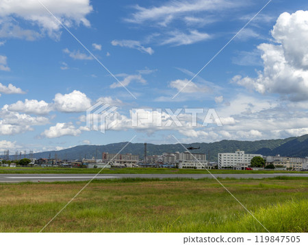 A view of Yao Airport and Yao Garrison under the clear blue summer sky A view of Yao Airport and Yao Garrison under the clear blue summer sky 119847505