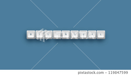 Bilingual text on a 3d keyboard button with shadow concept series Bilingual text on a 3d keyboard button with shadow concept series 119847599