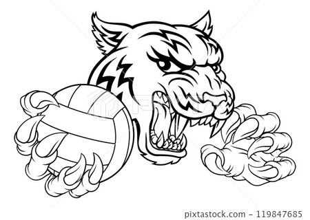 Tiger Volleyball Volley Ball Animal Sports Mascot Tiger Volleyball Volley Ball Animal Sports Mascot 119847685