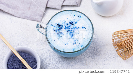 Blue matcha latte with milk Blue matcha latte with milk 119847741
