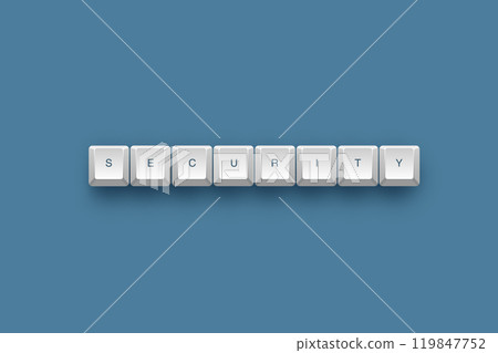 Security text on a 3d keyboard button with shadow concept series Security text on a 3d keyboard button with shadow concept series 119847752