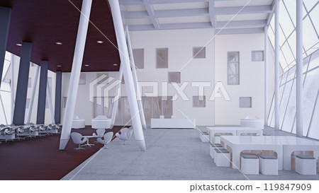 A sleek, office room 119847909