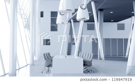 A sleek, office conference room 119847919