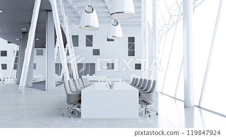 A sleek, office conference room 119847924