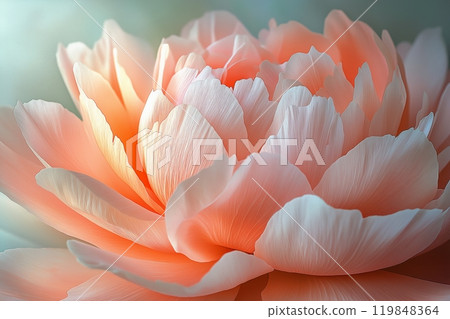 A close up of orange pink flower petals capturing intricate layers and soft luminous textures 119848364