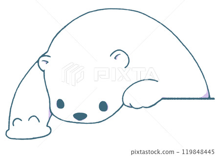 A polar bear peering down from above and reaching out (blue line) A polar bear peering down from above and reaching out (blue line) 119848445