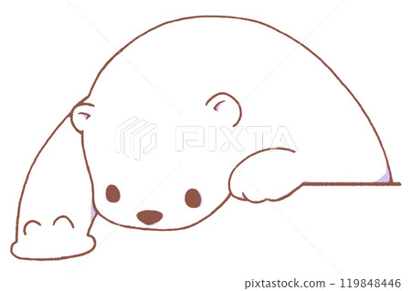 A polar bear peering down from above and reaching out (red line) A polar bear peering down from above and reaching out (red line) 119848446
