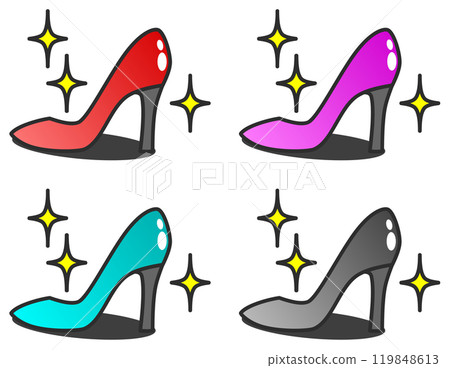 閃亮時尚女式高跟鞋的顏色樣本 119848613