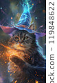 The cat in the mantle controls the magic. AI Generated 119848622