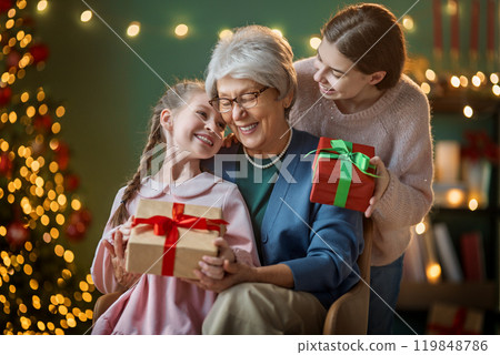 family celebrating Christmas 119848786