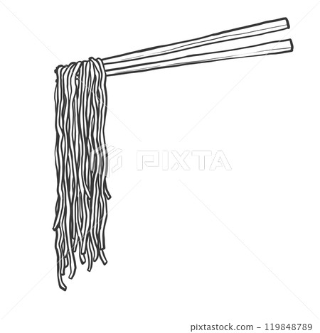 舉起筷子的細直面手寫畫筆畫風格插畫 舉起筷子的細直面手寫畫筆畫風格插畫 119848789