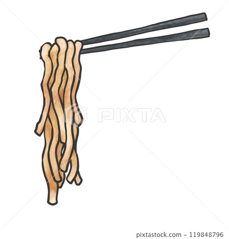 筷子舉起的特粗直面手寫筆畫風格插畫 筷子舉起的特粗直面手寫筆畫風格插畫 119848796