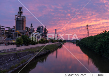[新潟縣] 新潟市工廠夜景/鳥船川 119848819