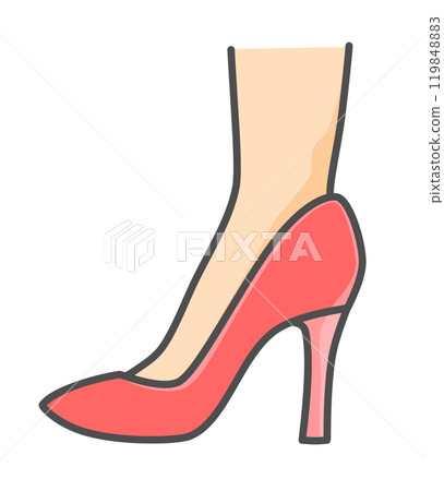 穿著時尚高跟鞋的女人的腳踝插圖 穿著時尚高跟鞋的女人的腳踝插圖 119848883